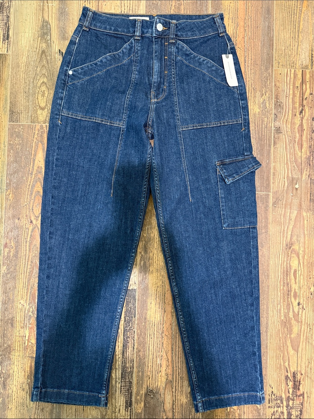 Anthropologie Indigo Blue Denim Jeans with Contrast Stitching